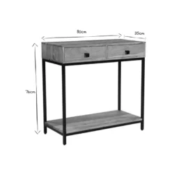 Console avec rangements 2 tiroirs en bois massif et métal noir l80 cm axelle