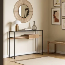 Console en bois de frêne et métal