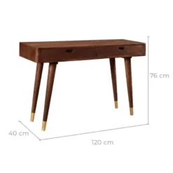 Console en bois massif 2 tiroirs et détails dorés - colombo