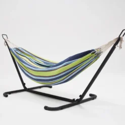 Copacabana hamac sur pied 26 m avec toile en polyester bleu et vert