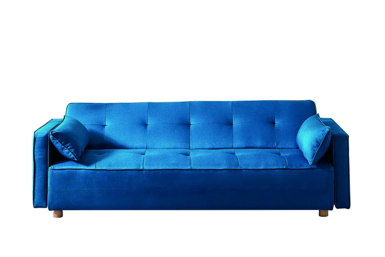 Copenhague canapé scandinave convertible 3 places en tissu bleu canard