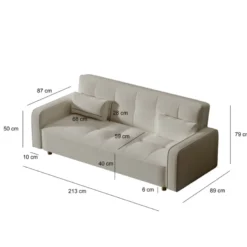 Copenhague canapé scandinave convertible 3 places en tissu bleu canard