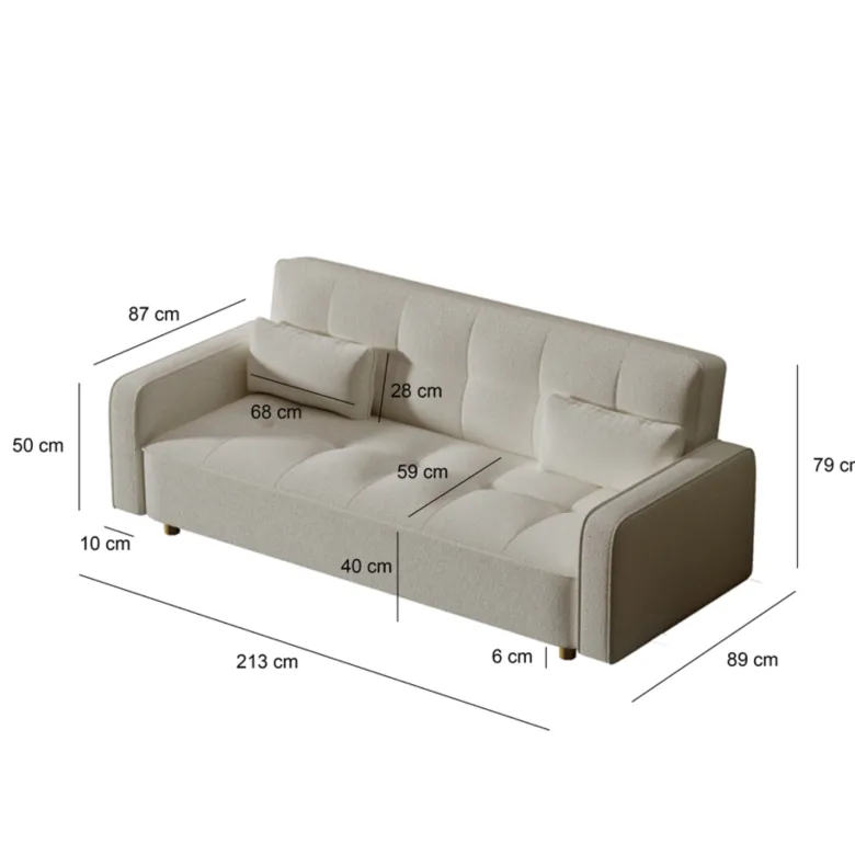 Copenhague canapé scandinave convertible 3 places en tissu bleu canard