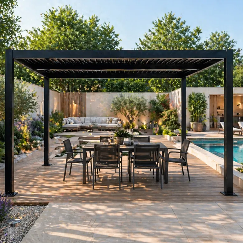 Corfu pergola bioclimatique structure aluminium lames orientables 4x3m