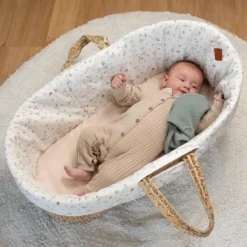 Couffin bébé avec matelas, habillage en coton et drap housse en gaze de coton - Collection Sidonia