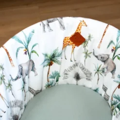 Couffin bébé avec matelas, habillage en satin de coton et drap housse en gaze de coton - Collection Safari