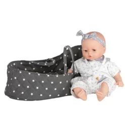 Couffin poupée 36 cm stars gris