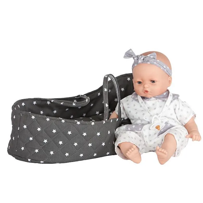 Couffin poupée 36 cm stars gris