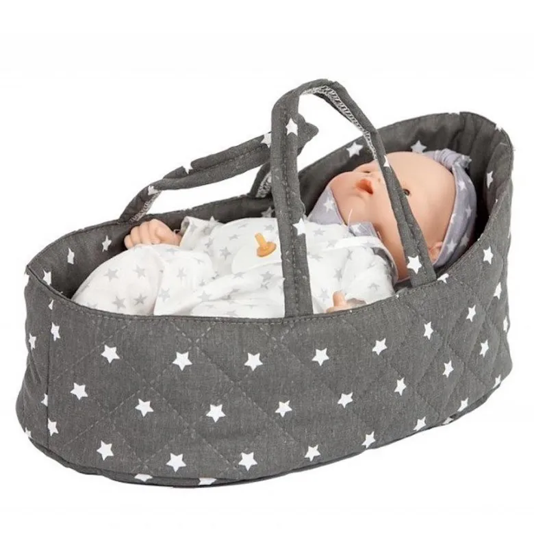 Couffin poupée 36 cm stars gris