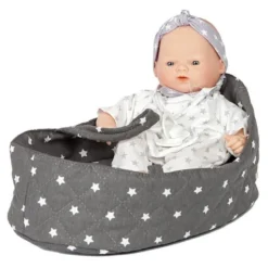 Couffin poupée 26 cm stars gris