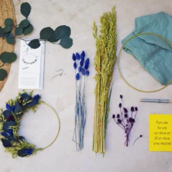 Couronne fleurs bleu-or- kit diy