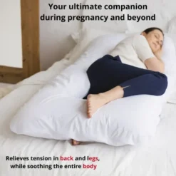 Coussin de corps en u, housse biologique fibres pes blanc