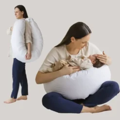 Coussin de grossesse et d'allaitement en c, housse organique kapok blanc