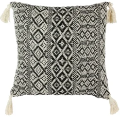 Coussin à pompons ethnique - l. 40 x l.