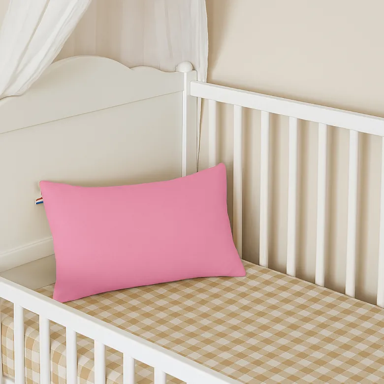Coussin rectangle en coton bio rose Rose