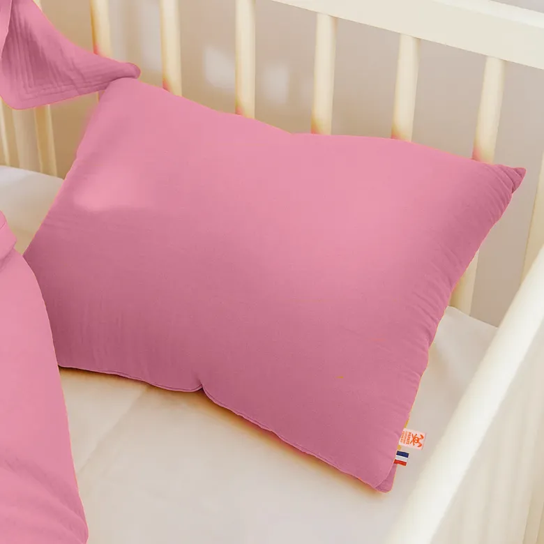 Coussin rectangle en coton bio rose Rose