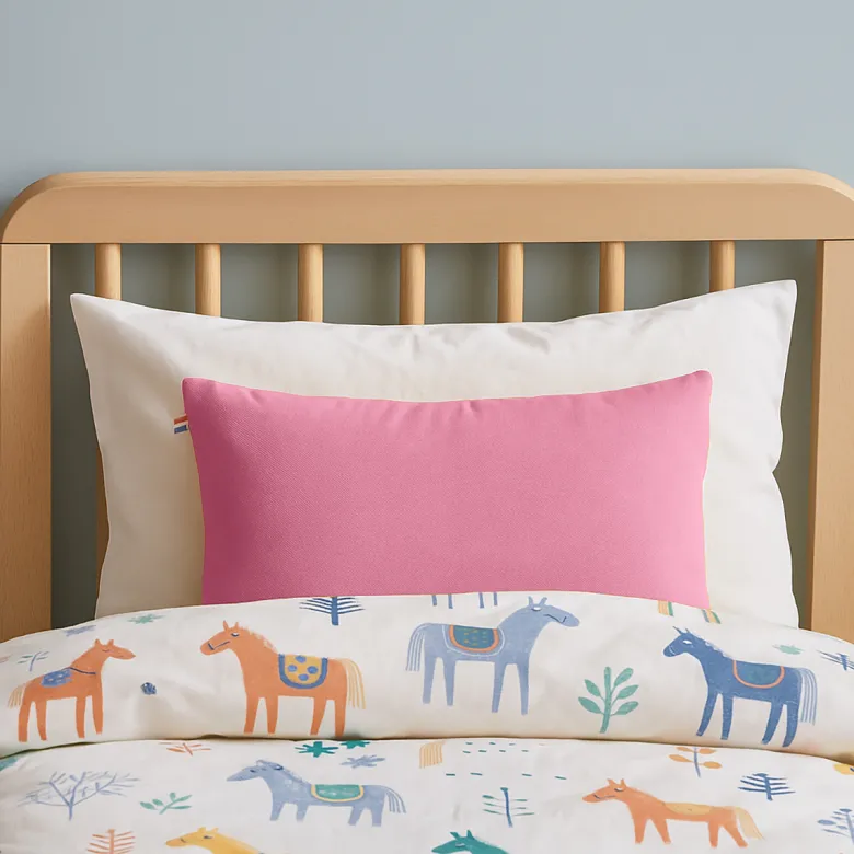 Coussin rectangle en coton bio rose Rose