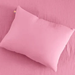 Coussin rectangle en coton bio rose Rose