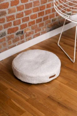 Coussin rond coco teddy beige clair, taille m, adorable