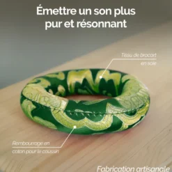 Coussin rond pour bol chantant tibétain Vert