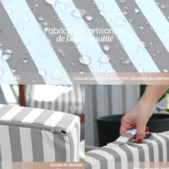 Coussins salon de jardin - rayé gris