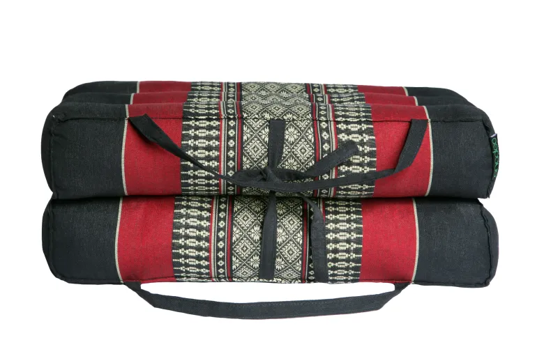 Coussin yoga kapok noir rouge Multicolore