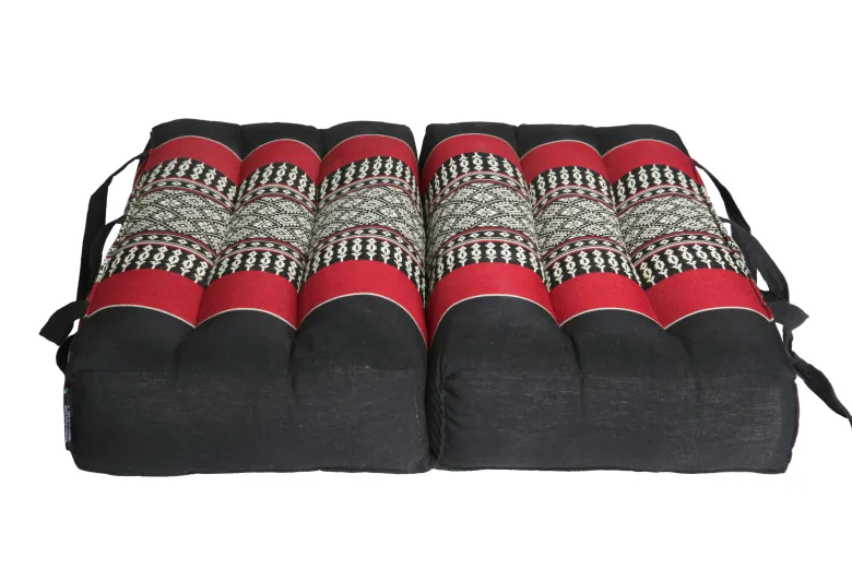 Coussin yoga kapok noir rouge Multicolore