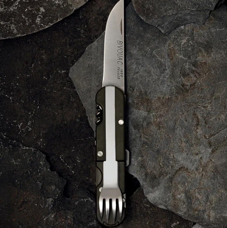 Couteau multifonction Bivouac noir en acier inoxydable TB 1648