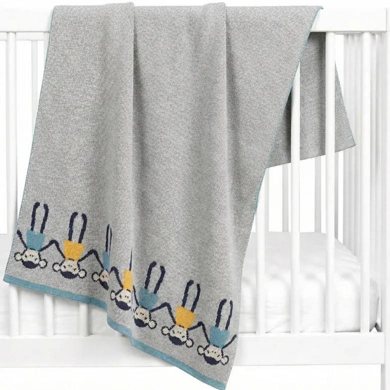 Couverture bébé coton bio singe
