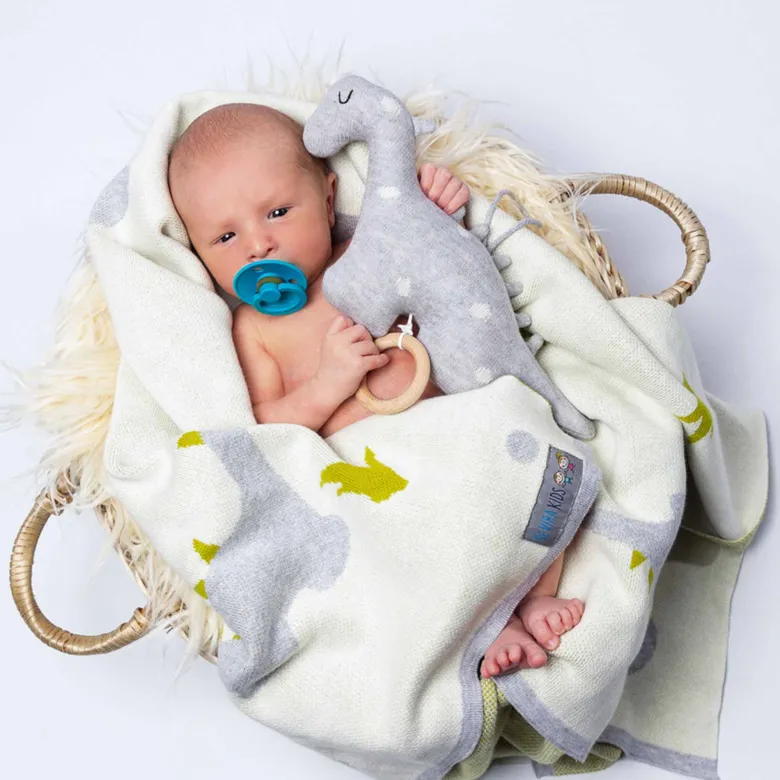 Couverture coton bio gots dinosaure