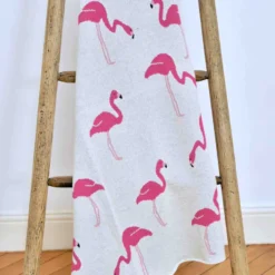 Couverture en coton bio flamant rose