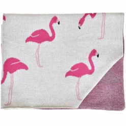 Couverture en coton bio flamant rose