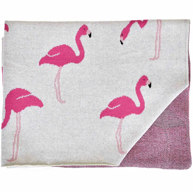 Couverture en coton bio flamant rose