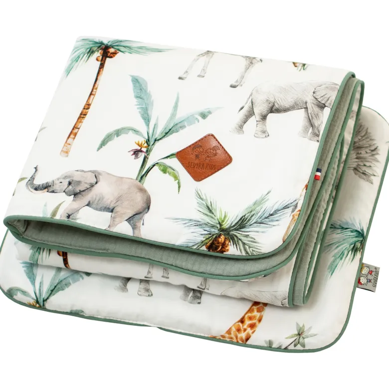 Couverture et coussin berceau safari