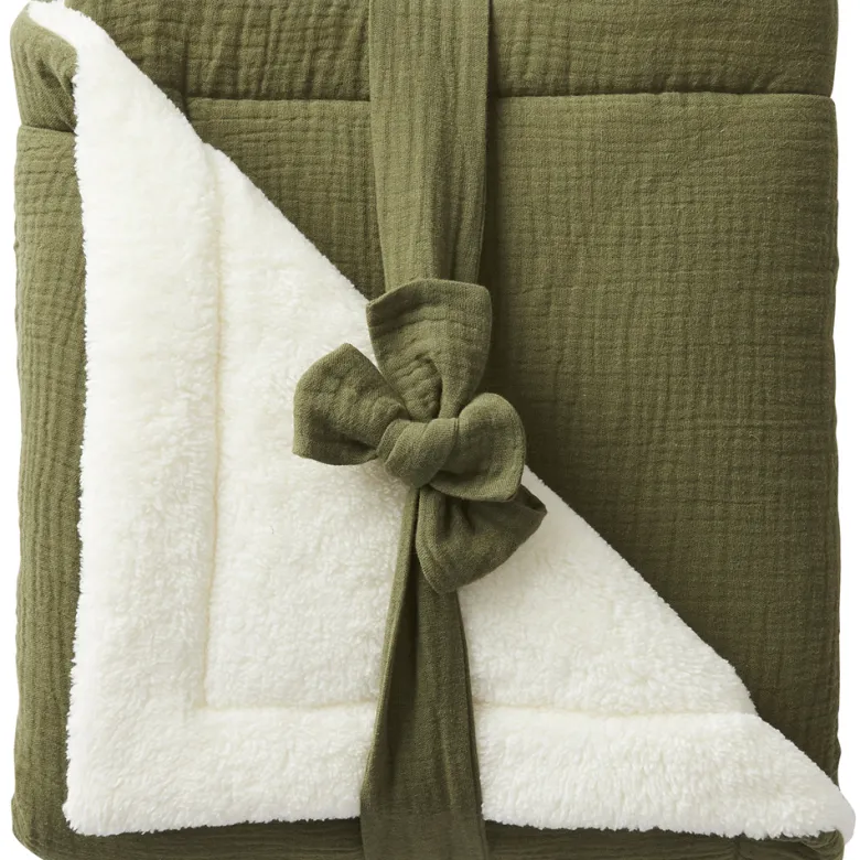 Couverture polaire double gaze de coton fougère (70 x 100 cm)