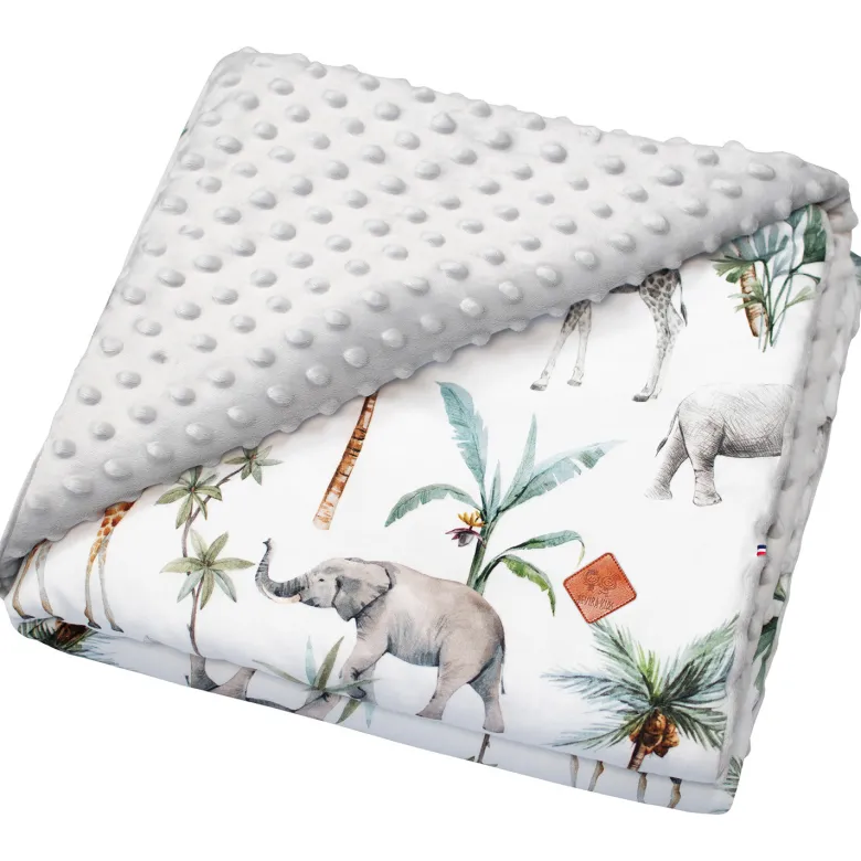 Couverture réversible minky safari