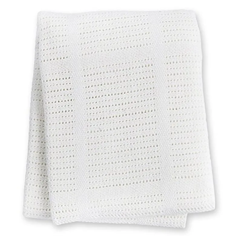 Couverture tricot de coton - blanche
