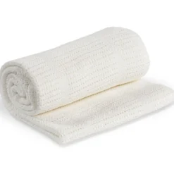 Couverture tricot de coton - blanche