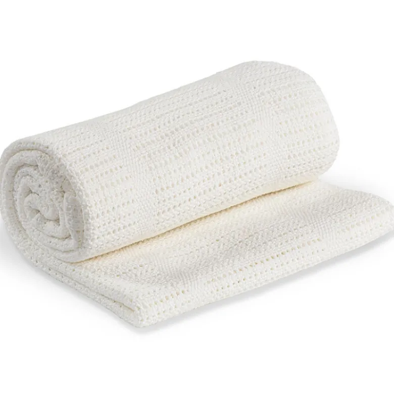 Couverture tricot de coton - blanche