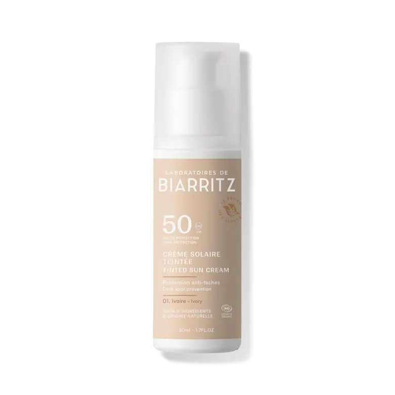 Crème solaire teintée spf50 bio