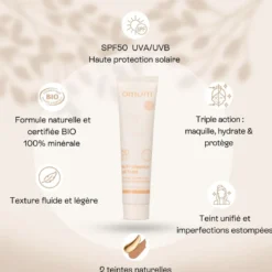 Crème solaire visage teintée spf50 sable