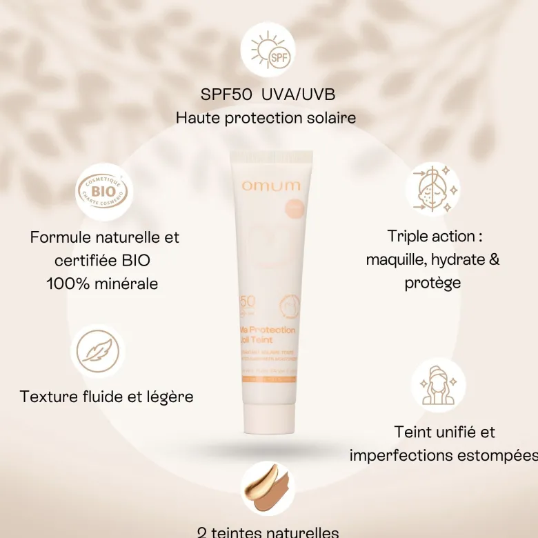 Crème solaire visage teintée spf50 sable