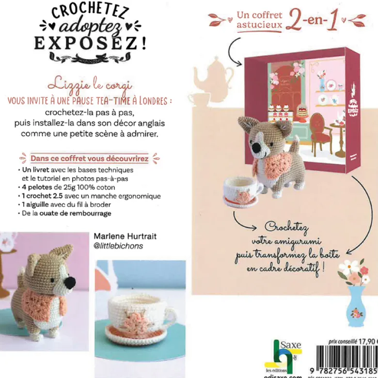 Crochetez, adoptez, exposez ! Coffret Lizzy le corgi au crochet