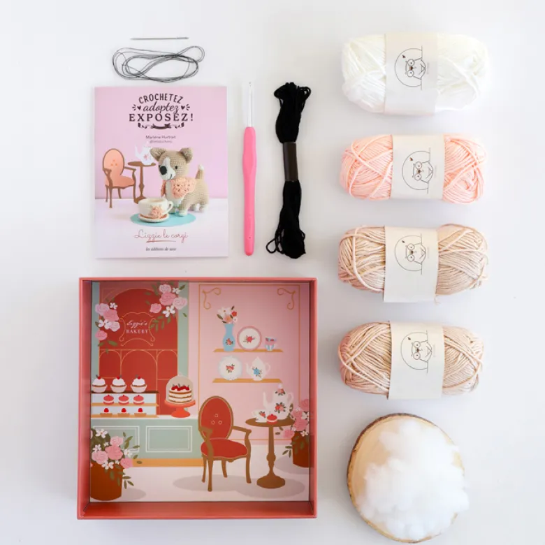 Crochetez, adoptez, exposez ! Coffret Lizzy le corgi au crochet