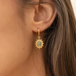Créoles dorées soleil - amazonite