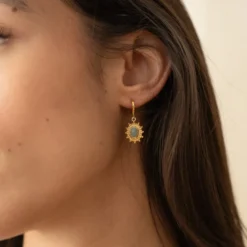 Créoles dorées soleil - amazonite