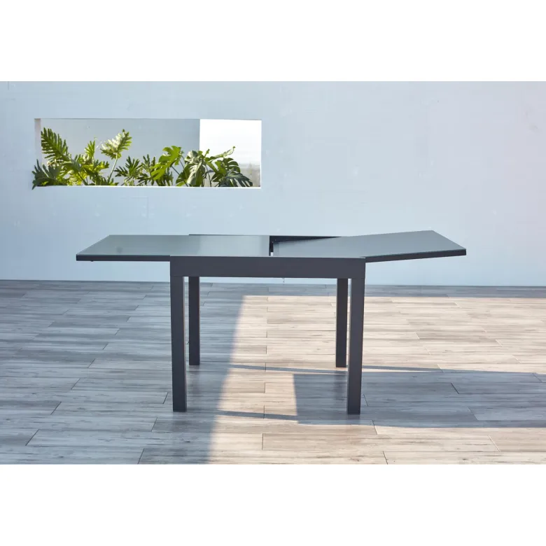 Cualica salon de jardin 8 places en aluminium gris foncé