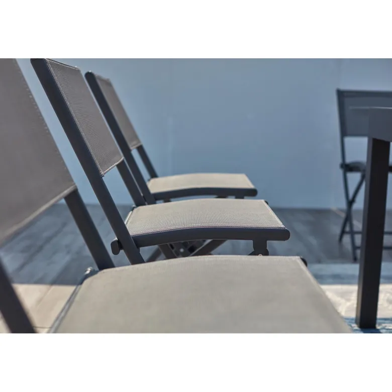 Cualica salon de jardin 8 places en aluminium gris foncé