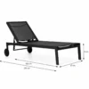 Cuba lot de 2 bains de soleil inclinables noir avec roues en aluminium