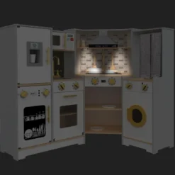 Cuisine en bois enfant, dinette, led